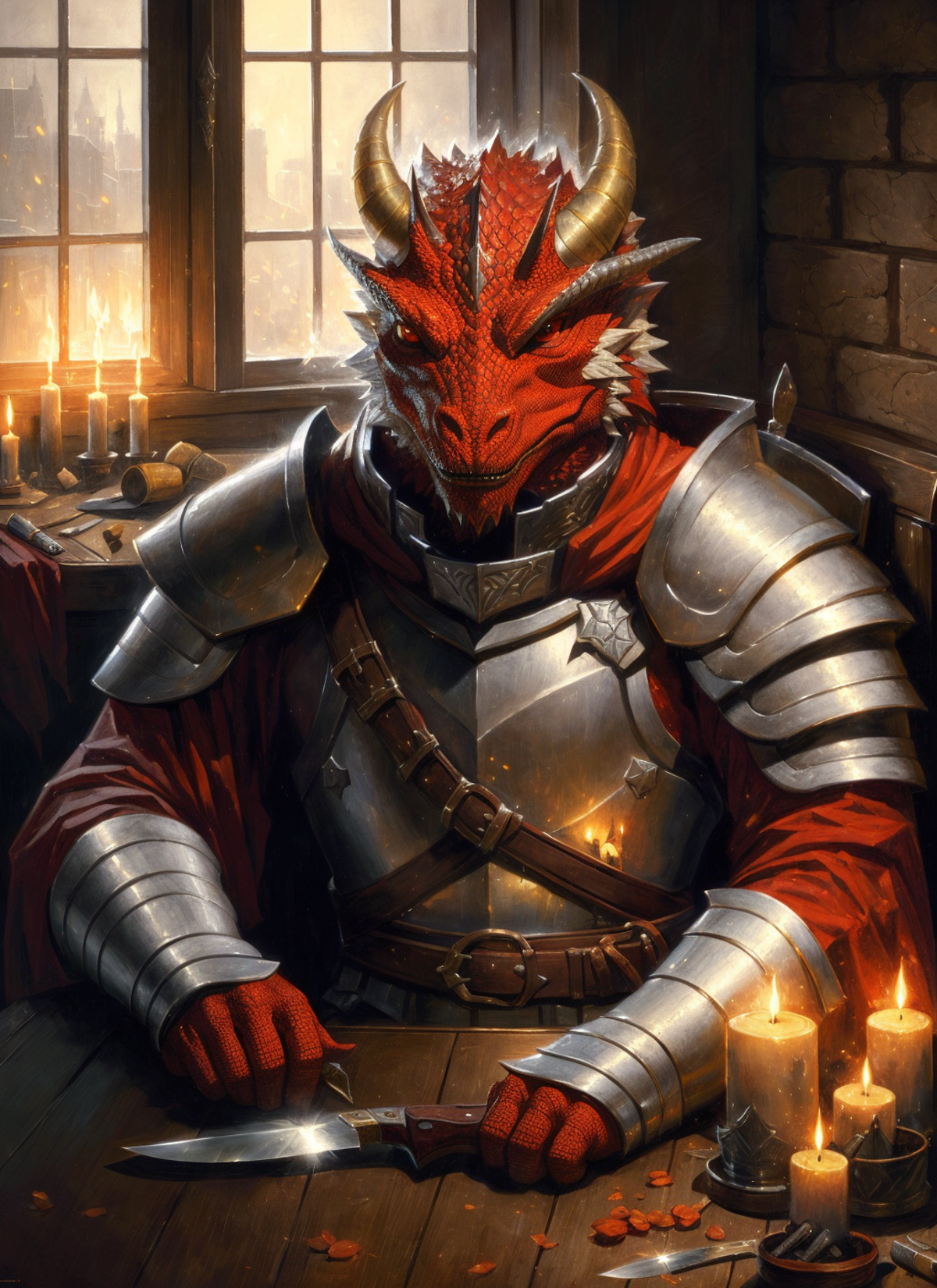 22072235-4161553119-red dragonborn, solo, male, holding, sitting, weapon, male focus, horns, artist name, indoors, armor, window, colored skin, chai.png